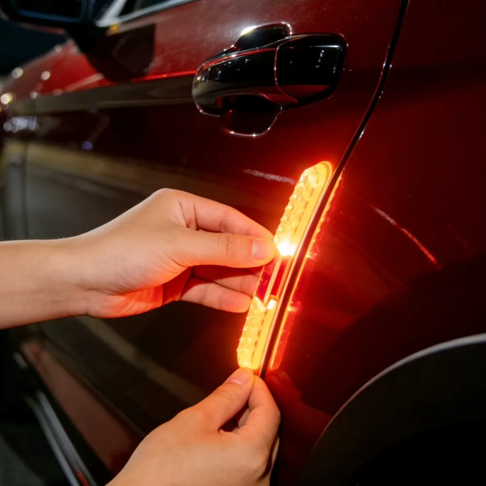 Solar Car Safety Warning Light Strip Car Door Anti Collision Light Waterproof Decorative Ambient Lamp for car motorcycle bicycle