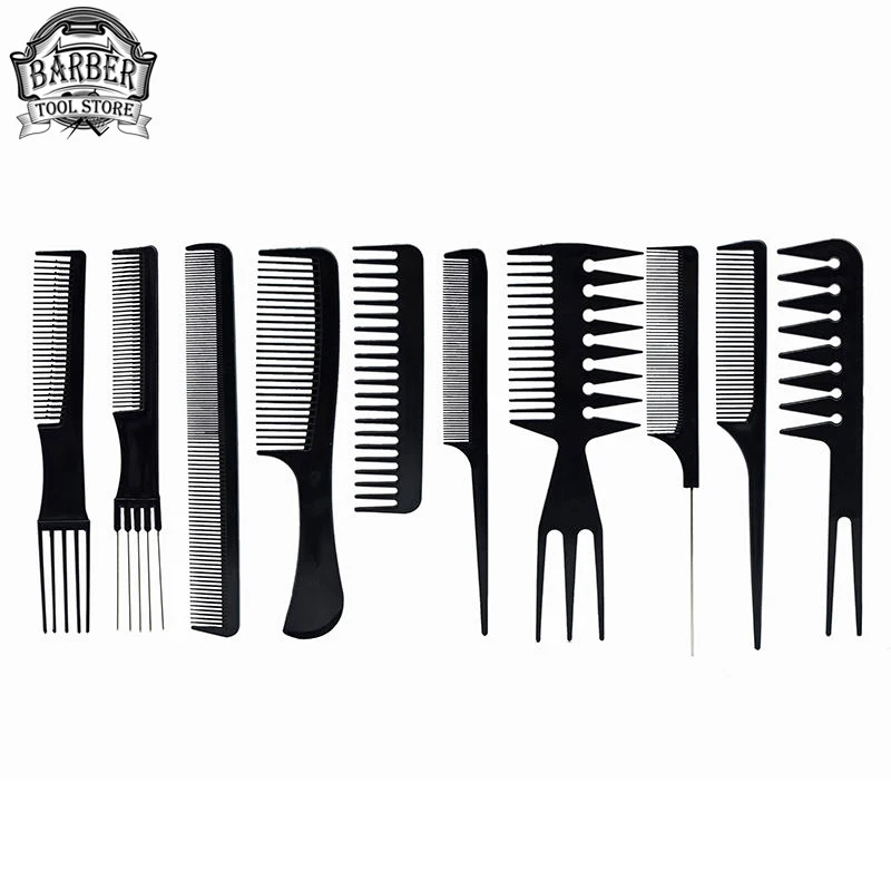 

10 Pcs Salon Hair Cutting Comb Multifunction Anti-Static Straightening Combs Set Professional Hairdressing Accessories Supplies