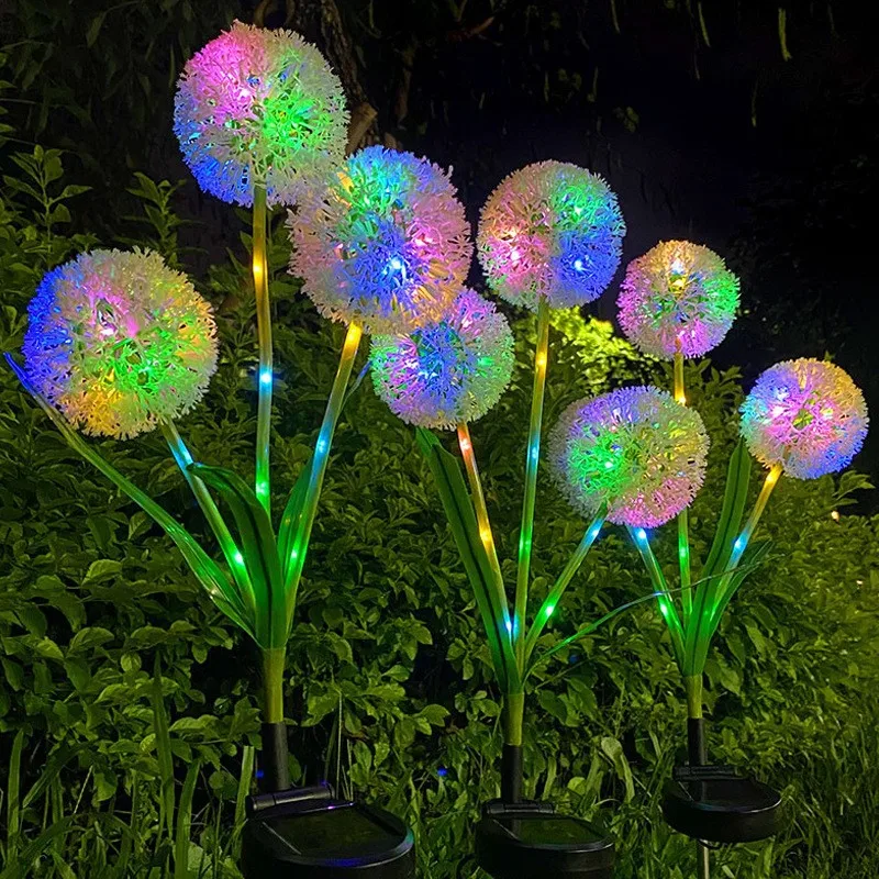 

LED Solar Single Head Three Head Dandelion Ground Plug Light Courtyard Park Decorative Light Outdoor Landscape Lawn Light
