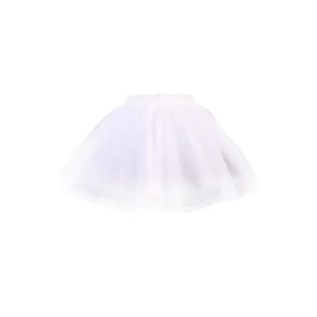 Women Girls Double Layers Solid Color Short Tulle Petticoats Elastic Waistband A Line Mesh Underskirt Crinolines For Dress