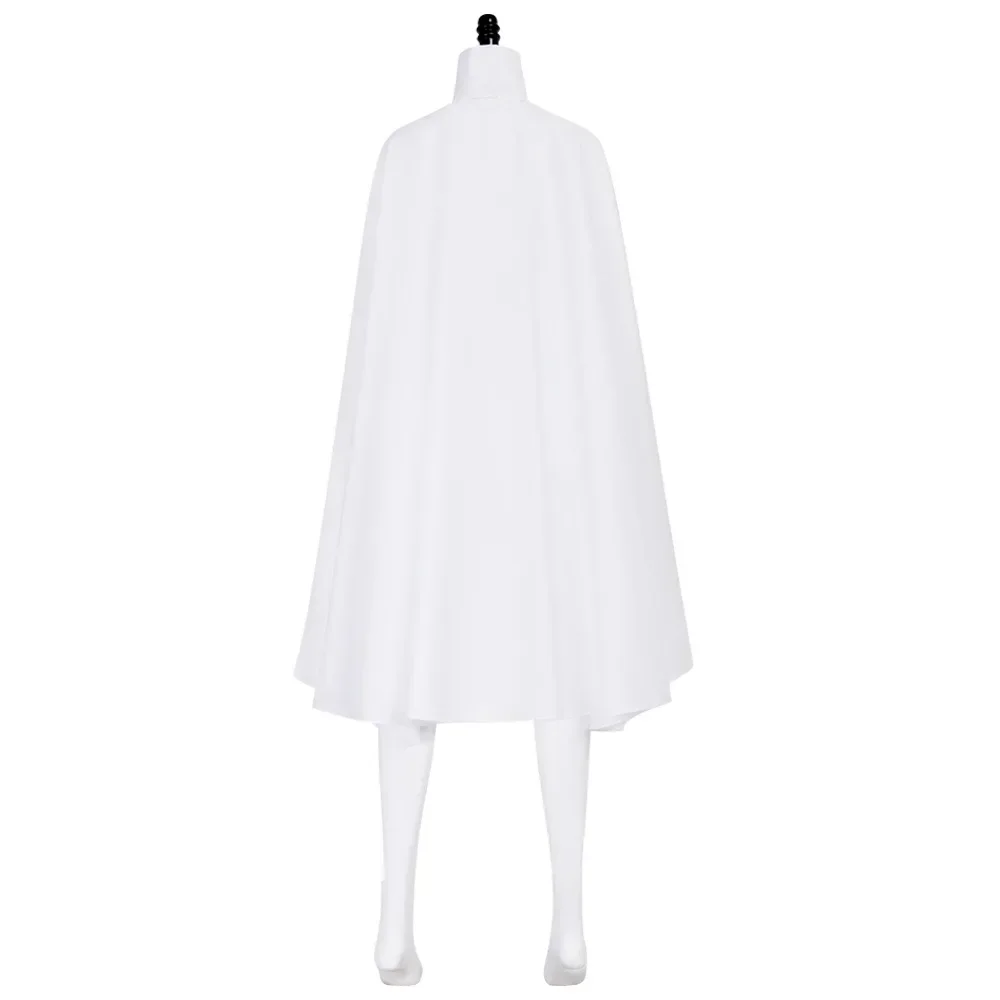 زي لعب الأدوار إيما كوسبلاي جريس فروست وايت زي فيلم سوبر الشرير X ملابس تنكرية عباءة الصدار مجموعة حزام علوي Ha