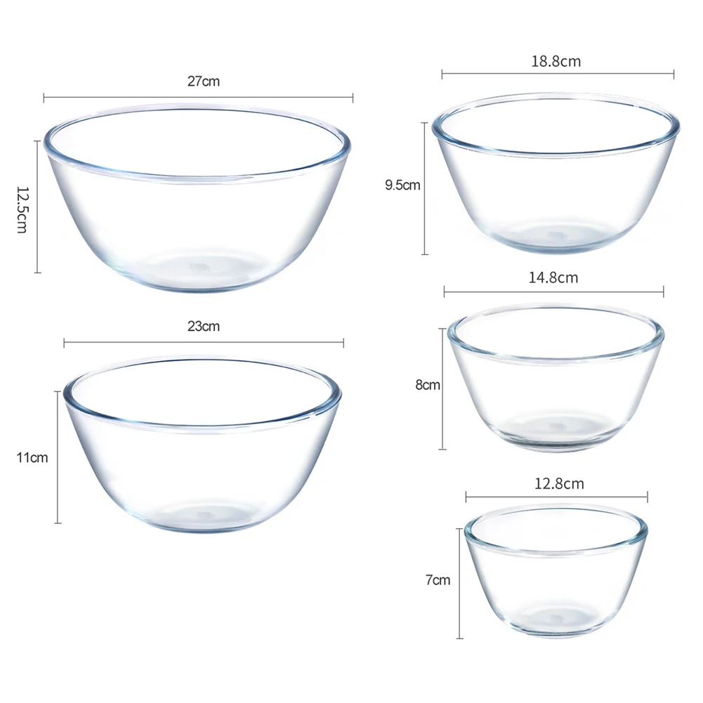 Transparent Thickened Glass Bowl Home Kitchen Microwave Oven Special Egg-Beating Dough-Kneading Salad Bowl Household Soup Bowl