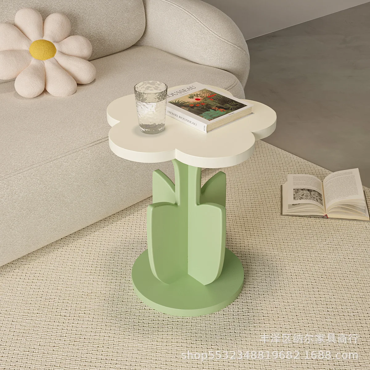 طاولة القهوة الخشبية الصلبة الحديثة الحد الأدنى الإبداعية أريكة بجوار غرفة المعيشة ديكور المنزل كريم نمط طاولة جانبية #3