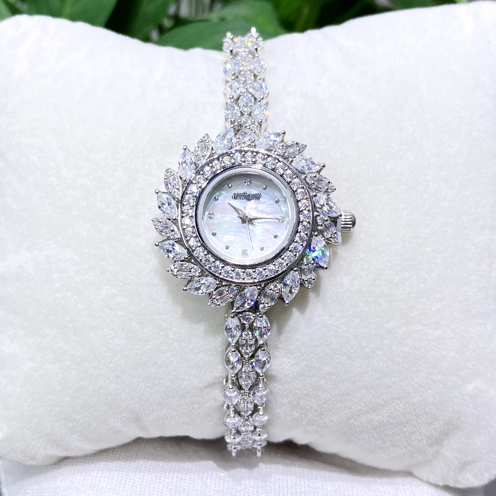 018900 Luxury Women\'s Watches 19cm Cubic Zircon Full CZ Bracelet Watch for Wedding Party  Jewelry  Accessory have Watches box