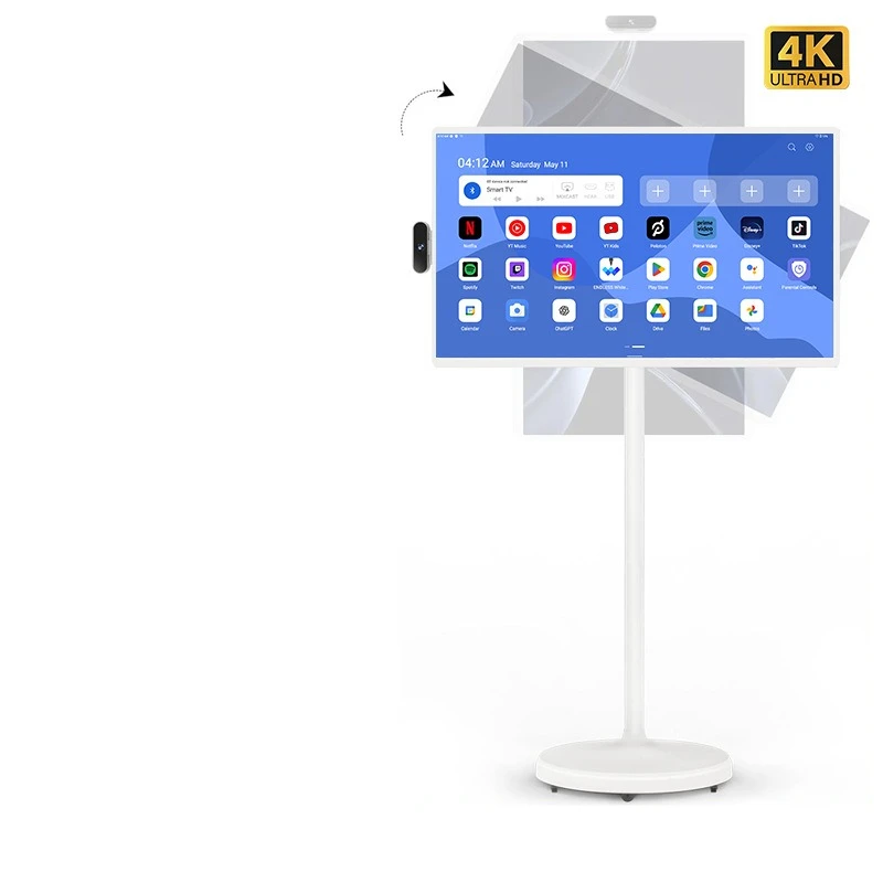 32-Inch 4K Movable Smart Screen | All-in-One Wireless Display with Long Battery Life for Ads, Study, and Live Streaming