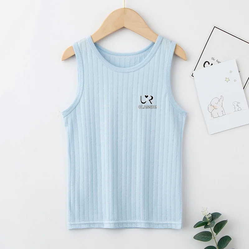 Kids Summer Tee Vest for Boys Children Summer Vest Tops for Girls Candy Tank Top Children Clothes Cotton Tees Sleeveless T-shirt