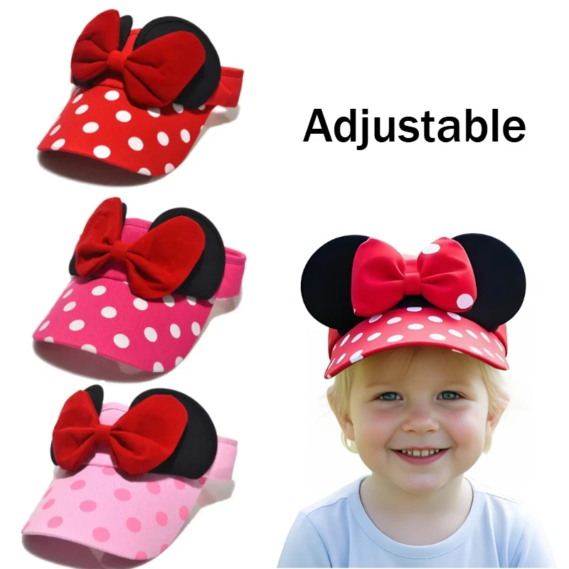 1PC/3PCS Summer Baby Girls Empty Top Hat Cute Dot Big Bow Kids Baseball Cap Outdoor Sports Children Sun Visor ﻿