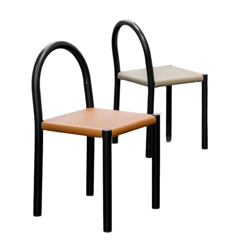 

Italian saddle leather dining chair home Nordic minimalist light luxury high sense