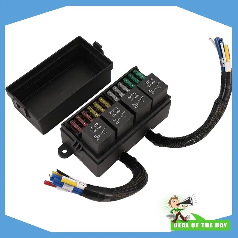 

24-Hour Delivery 2X 12V Car Fuse Relay Box Pre-Wired Fuse And Relay Box With 4 Relay 12 Way ATC/ATO Fuses Sealed 12V Relay Fuse