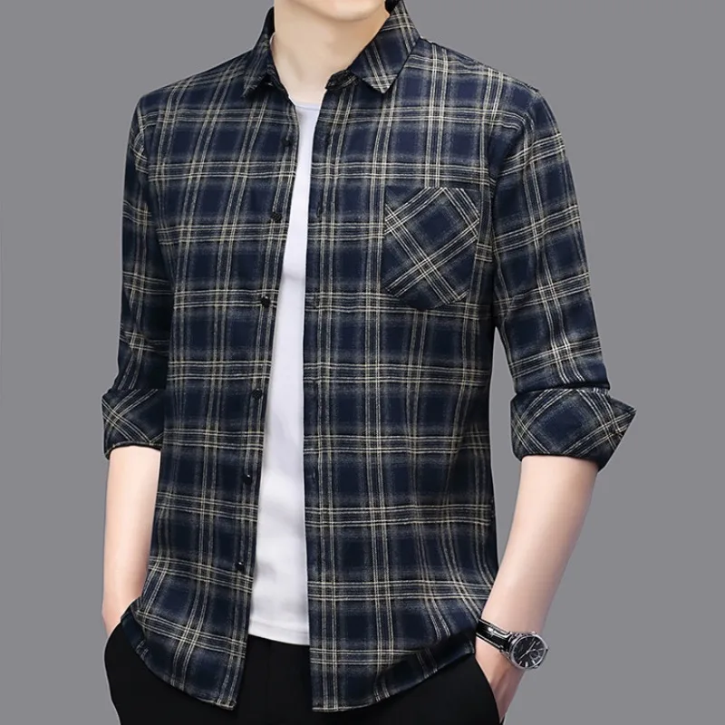 

Mens Shirts Men Clothing Shirt Plaid Casual Long Sleeve Classic Fit Fashion Top For Daily Wear And Office