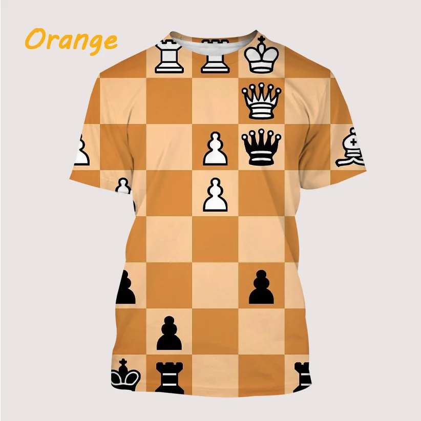 

Top New Design Creative Chess 3D Printing Fun Casual Daily Sports Slim Fit Fashion Crewneck Short Sleeve T-shirt Men's And Women