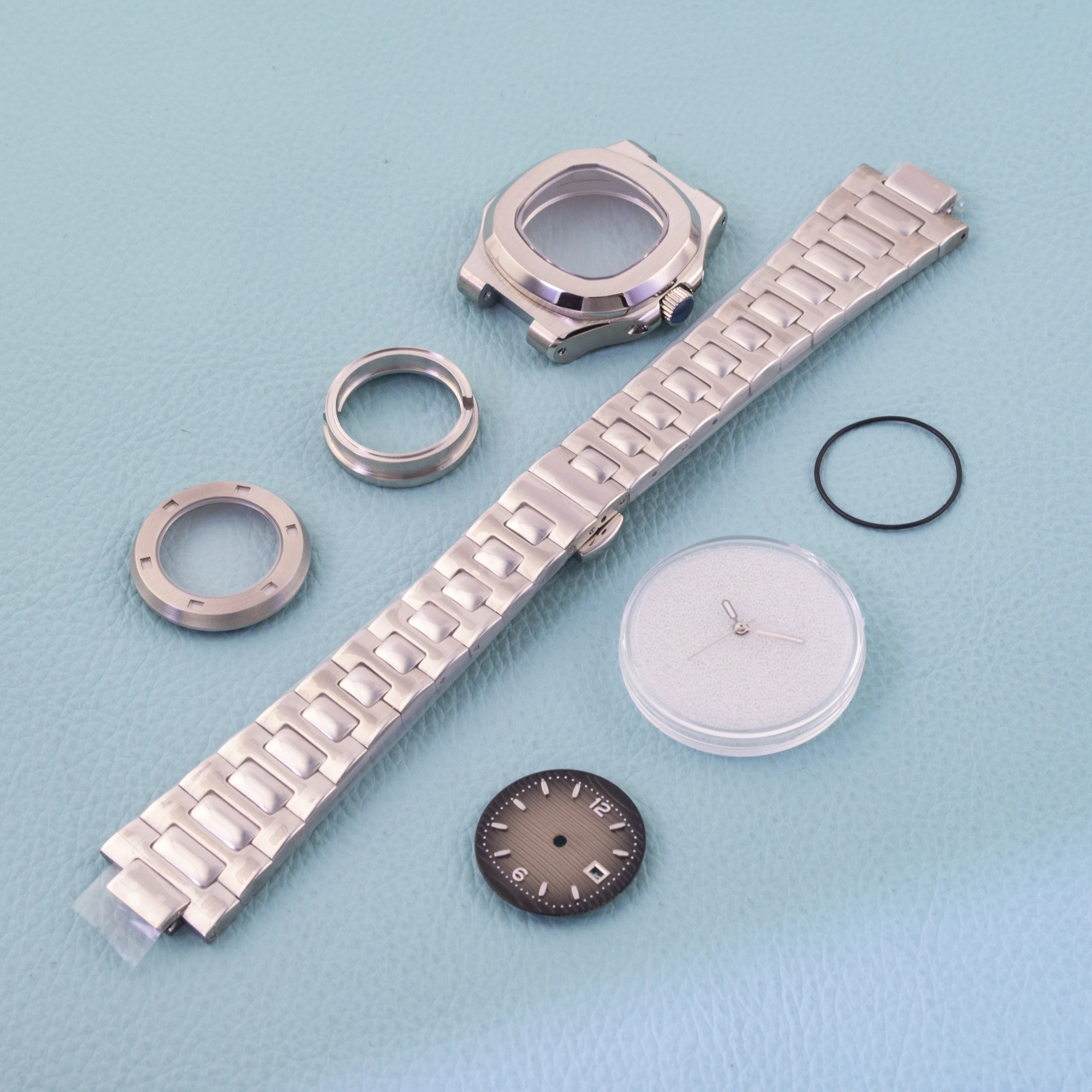 

NH05 Watch Case Strap Dial Hands 20mm Stainless Steel Strap Sapphire Glass Case for Nautilus NH05 NH06 Movement