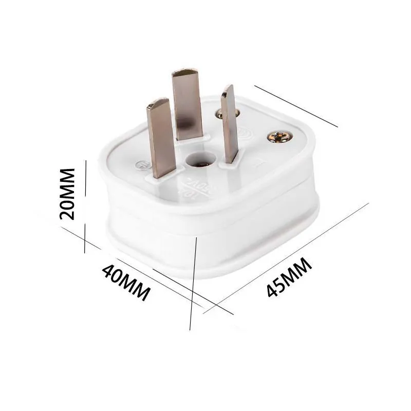 Australia 3 Pole 10A 16A Male AU Wiring Plug China New Zealand Power Strip Connector Rewirable Cable Convert Plug 250V White