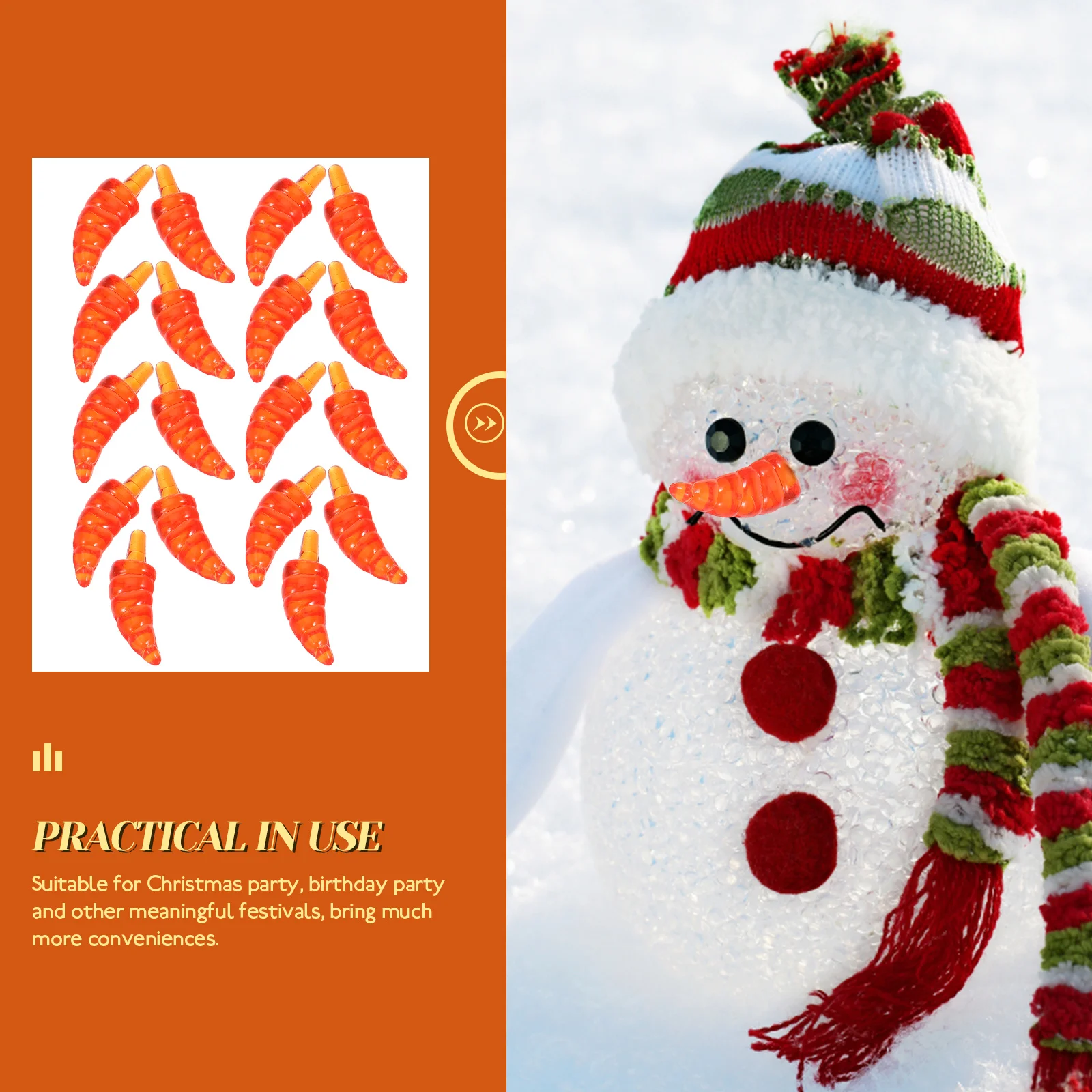 

200pcs Plastic Snowman Nose for DIY Christmas Crafts Making Kit Decorations Xmas Supplies Holiday Party Accessories