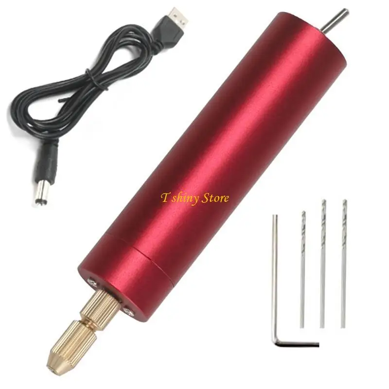 N58F Micro Electric Hand Drill Set with 3pcs Drill Bits Epoxy for Jewelry Making DIY