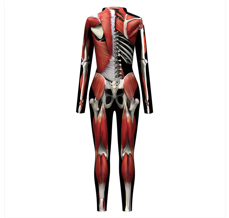 Karneval Halloween Party Fluoreszierender Skelett-Druck Damen Sexy Jumpsuit Cosplay Kostüme Ausgefallener Totenkopf-Bodysuit Mujer 2026 – Detail 13