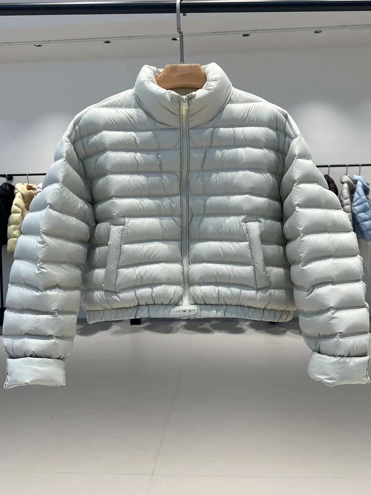 レディース オルト パファージャケット スタンドカラー ブレッドスリーブ ホワイト ダウンコート 韓国版 ファッショナブル 冬用 暖かい ナイロン生地