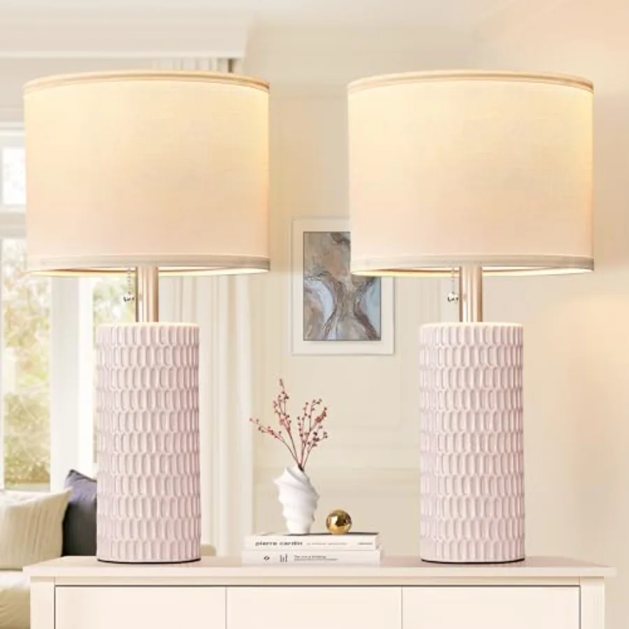 Table Lamps for Living Room Set of 2 Ceramic Table Lamps for Bedroom 20" Modern Lamps for Night Stands