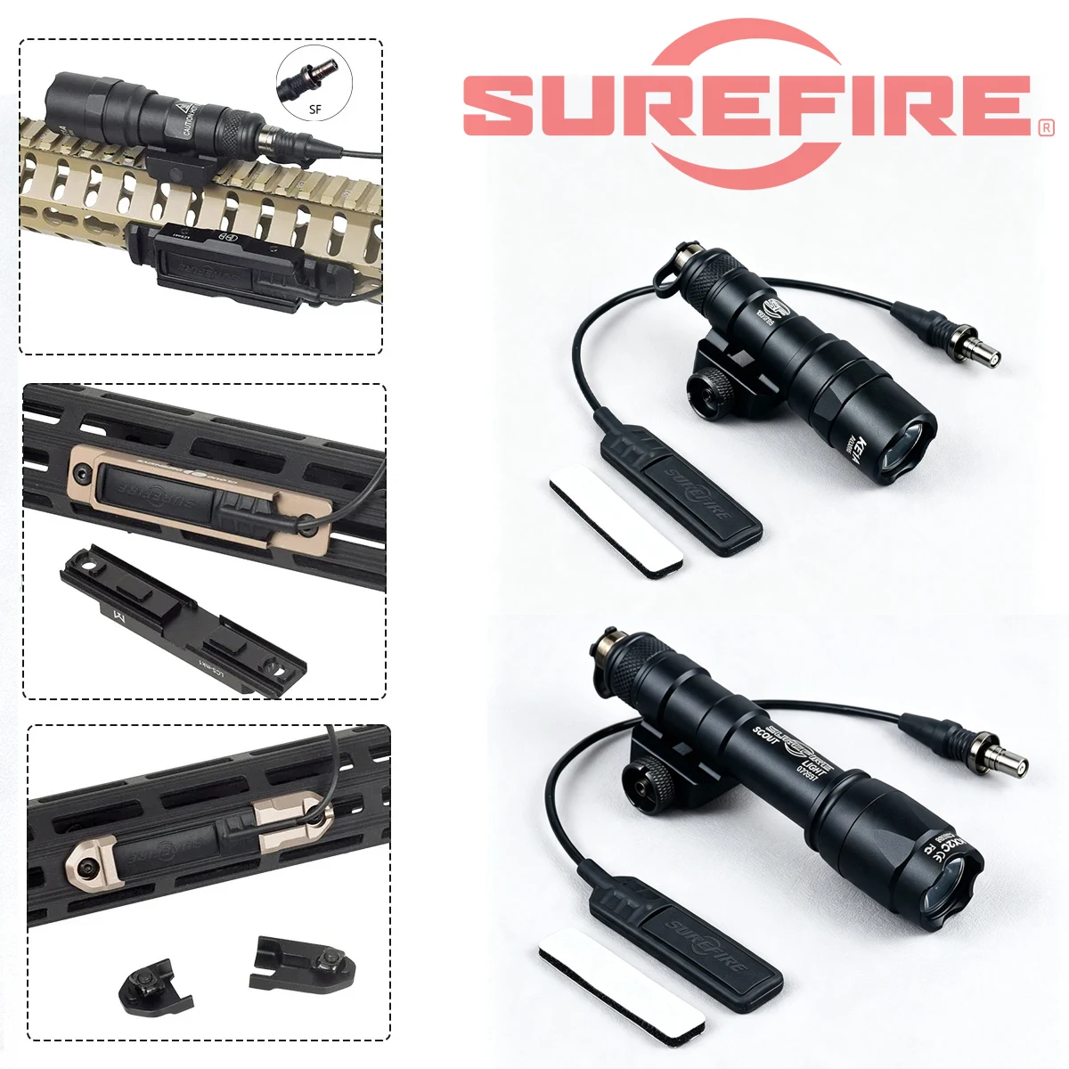Tactical Surefire M600 M600C M300 LED Flashlight ST07 Switch Slot Pressure Pad 20mm Rail Aluminum Torch Hunting Weapons Lights