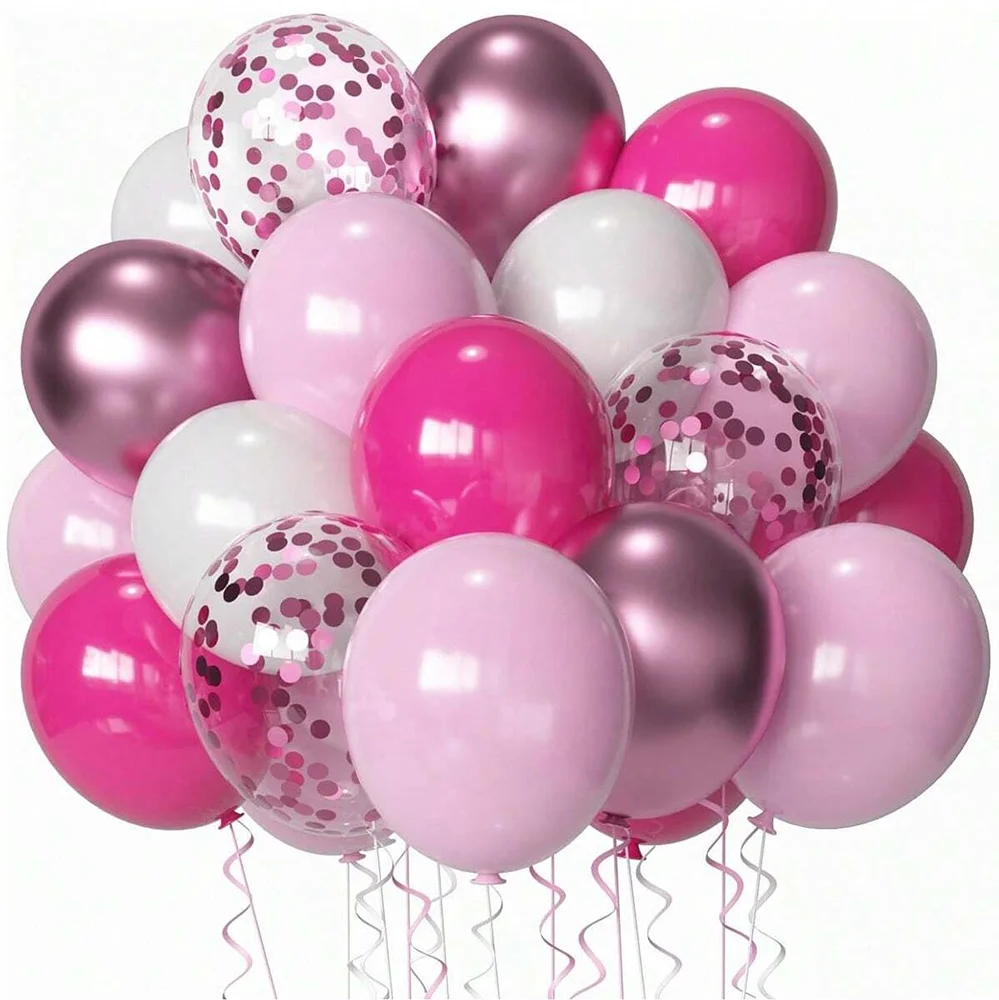 26/52 Stück rosa Latex-Ballon-Set mit Pailletten für Geburtstagsfeier, Szene, Dekoration, Hochzeitstag, Babyparty
