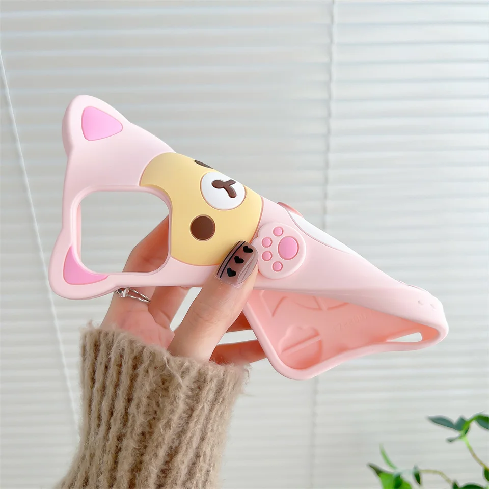 Funda de silicona suave con diseño de oso Rilakkuma para iPhone 17 Pro Max 16 15 14 13 12 Mini 11 Pro Max Xs XR 6 7 8 Plus SE, cubierta Kawaii de gato 4