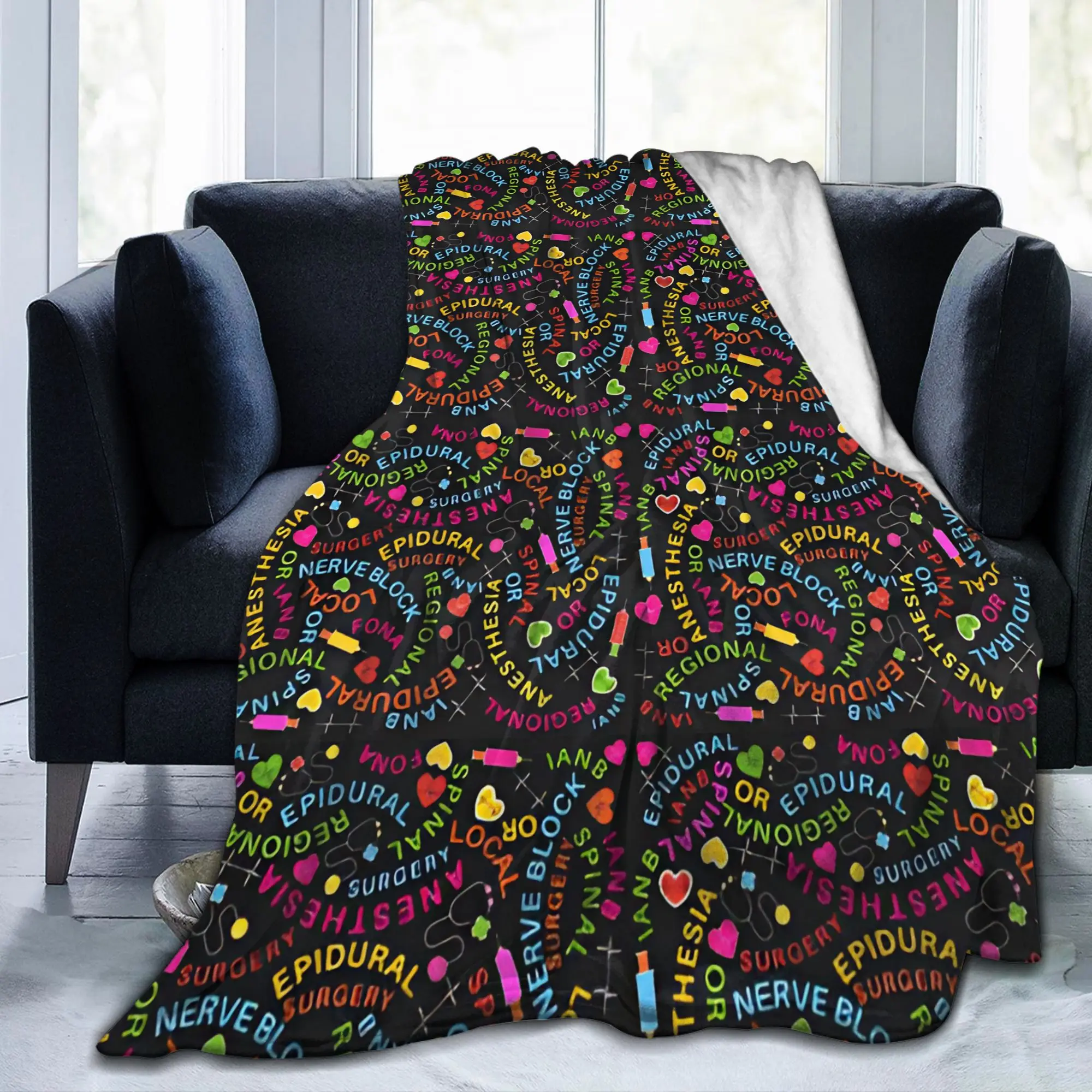 Anesthesia Anesthesiology Medical Blankets Flannel Anesthetist Lightweight Throw Blankets for Bedding TravelPortable
