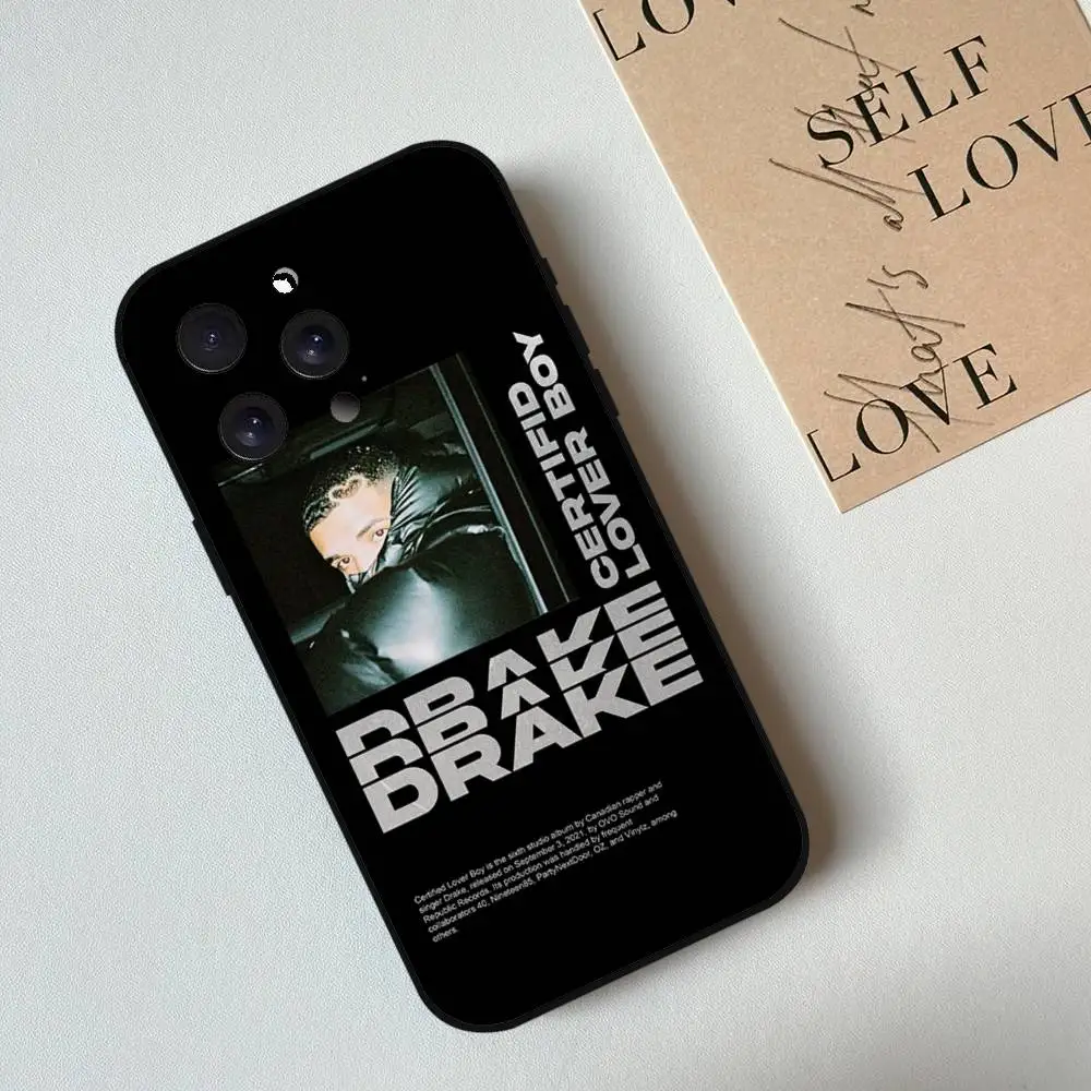 حافظة هاتف مغني الراب D-Drake لهاتف آيفون 17,16,15,14,13,12,11 Plus,Pro,Max,XR,XS,X,7,8 Plus,Mini Black Silicone Soft #4