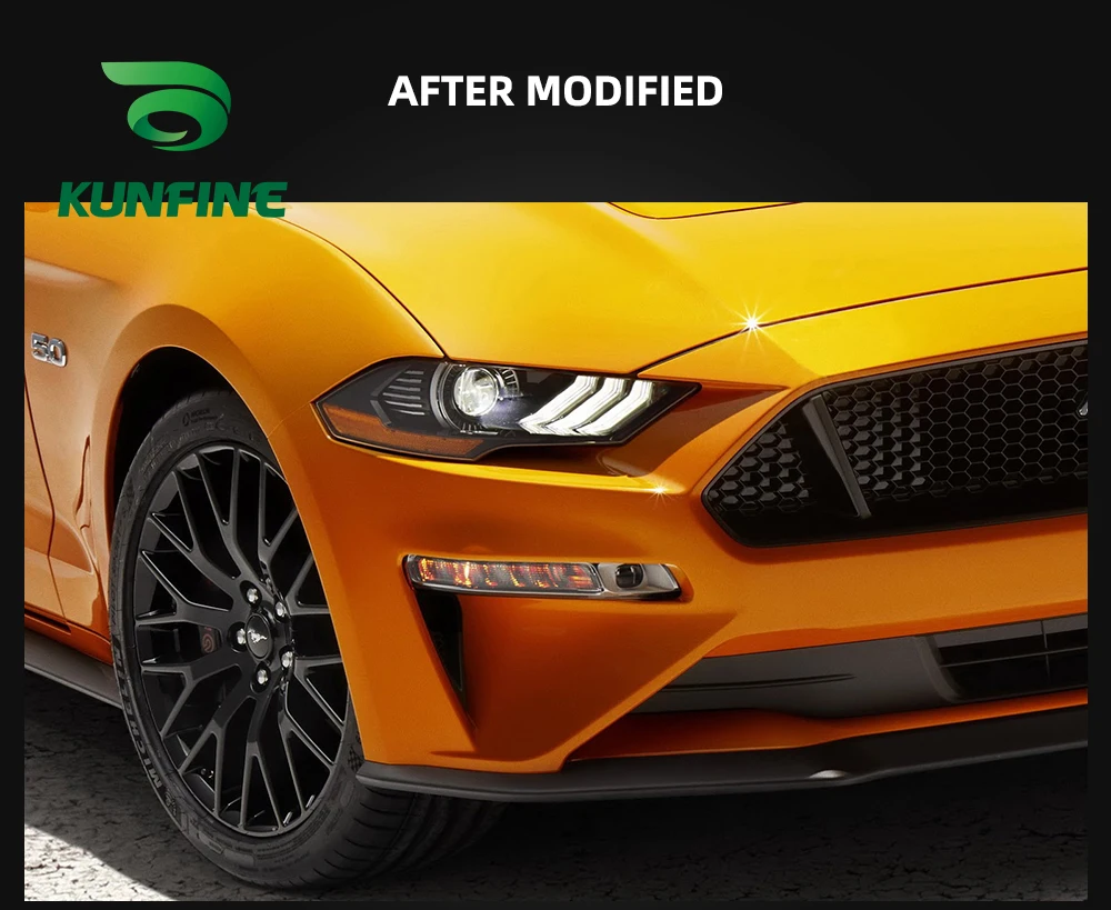 KUNFINE Car Styling Car Headlight Assembly For Ford Mustang 2018-up LED Head Lamp Car Tuning Light Parts Plug And Play