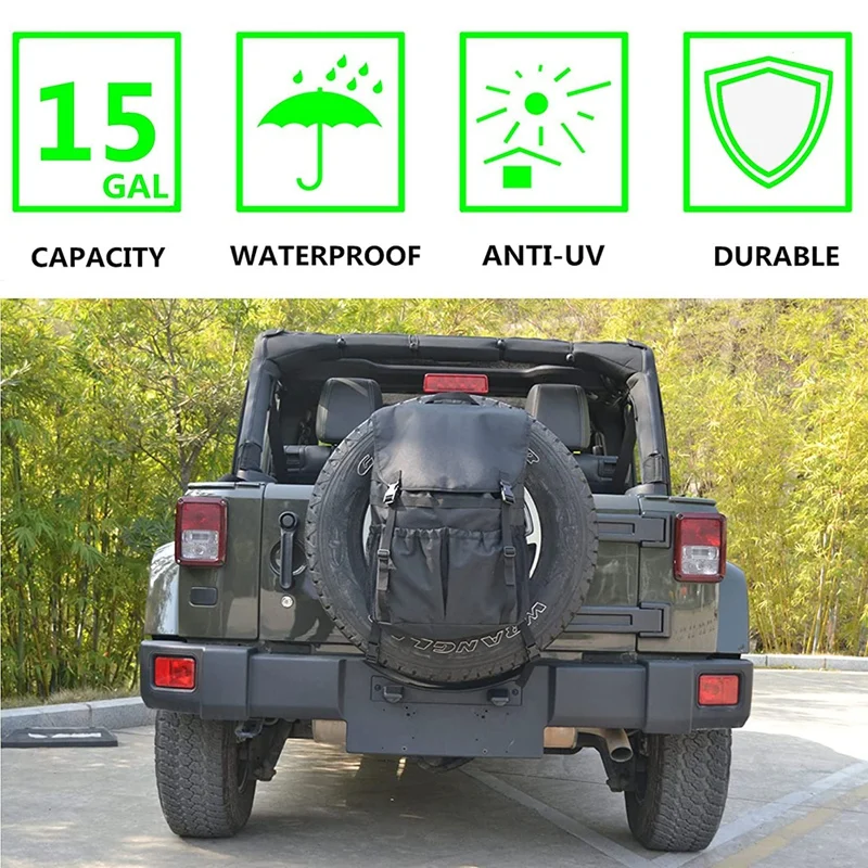 Spare Tire Trash Bag Outdoors Storage Bag For Wrangler UTV SUV RV Truck Off-Road Recovery Gear Adjustable Universal