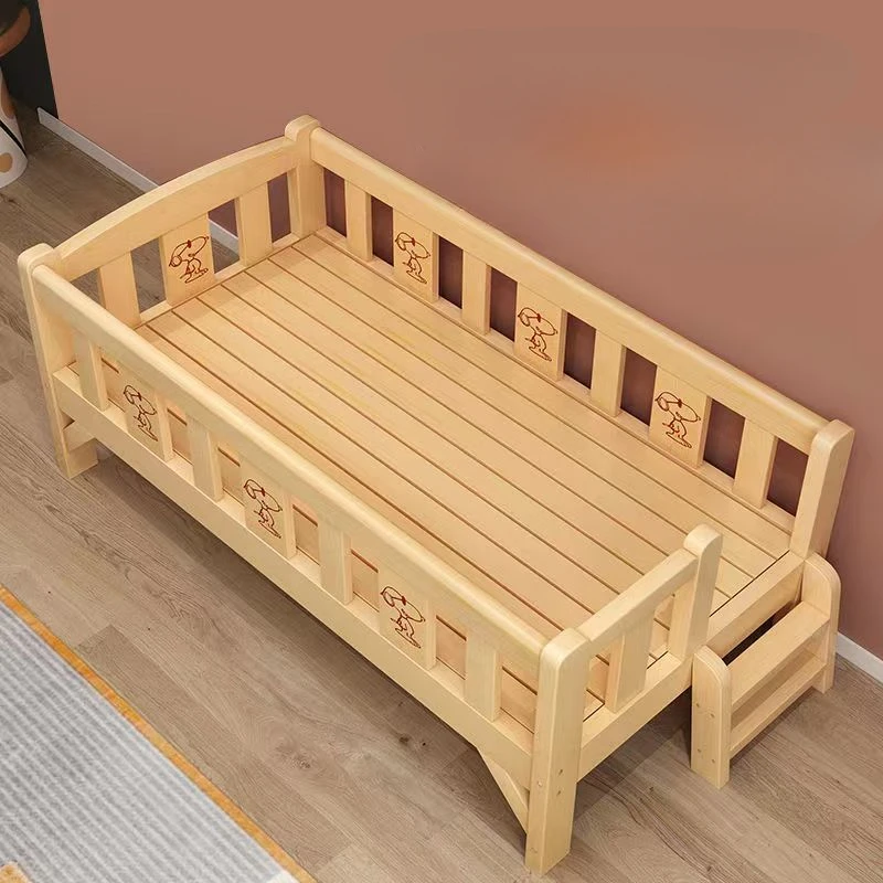 Beds with Guardrail Small Infant Bedside Single Widening Splicing Kids Bed No Mattress