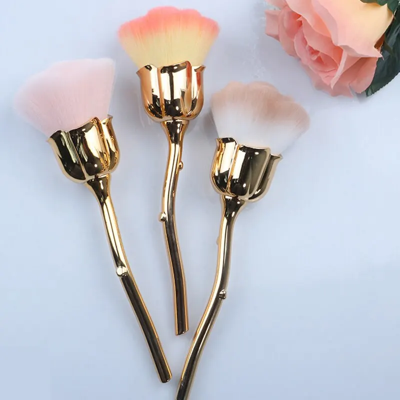 

Rose-shaped Manicure With Nail Brush Art Brush Nail Accessories Tool Popular Round Makeup Polishing Dust Removal Brush 2030