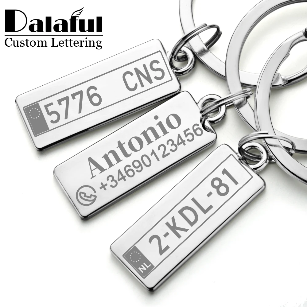 Llaveros personalizados, llavero con placa de número de coche personalizado, dijes para hombres, mujeres, pareja, amante, regalo, llavero de Metal, soporte de anillo P009