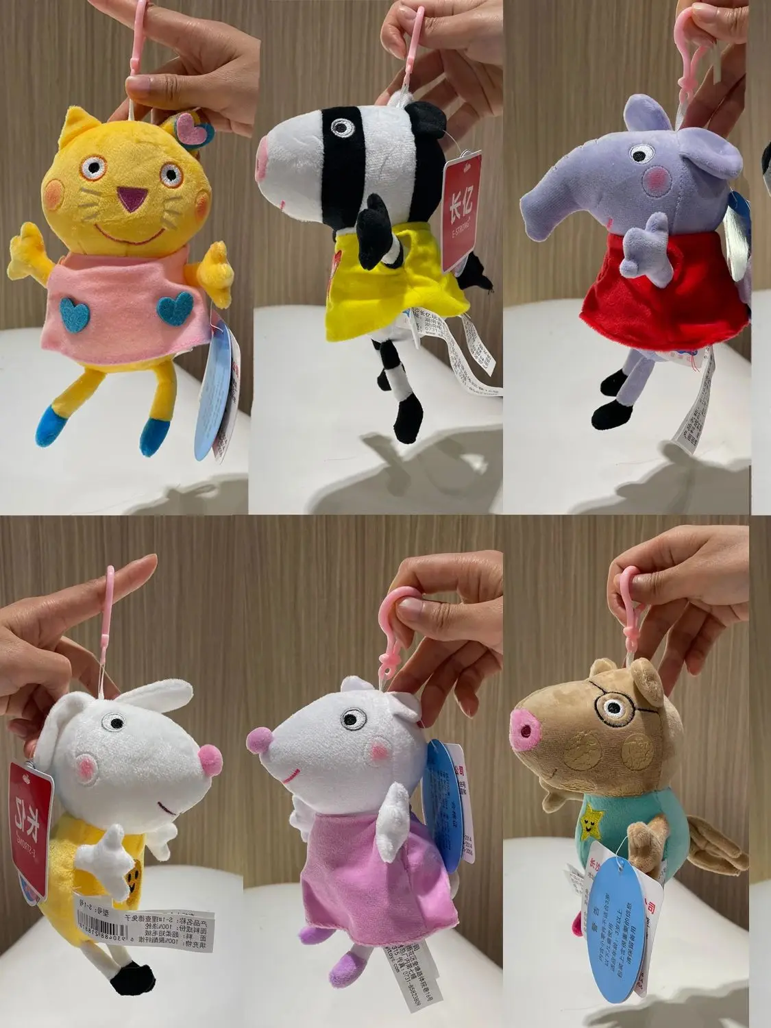 16-19CM Oryginalny Zestaw Peppa Pig Kieszeń 8 Przyjaciele Tata Mama Peppa George Pluszowe Maskotki Wypchane Lalki Piżamy Peppa Prezent dla Dzieci — 2