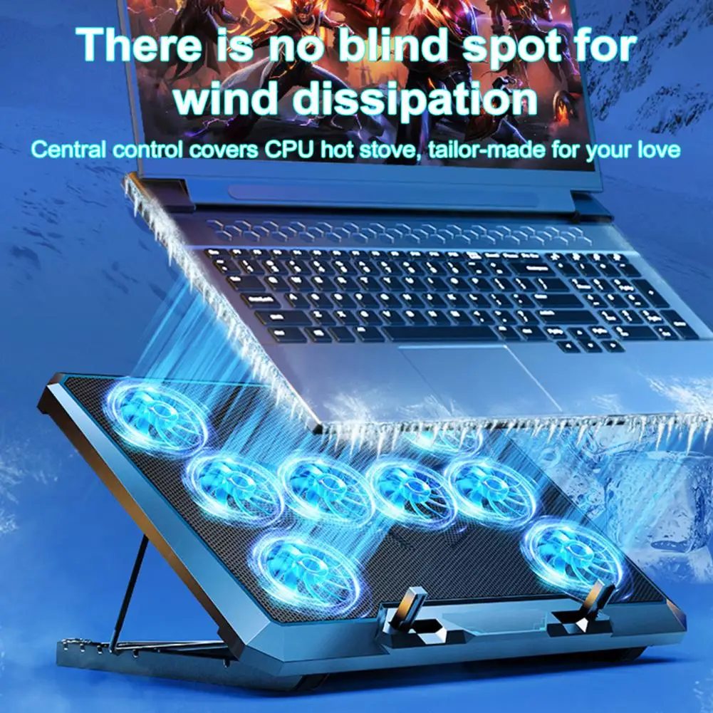 Heat Dissipation Laptop Stand Adjustable Laptop Pad with 8 Fans for Strong Airflow Low Noise Usb Powered Stand for Notebook