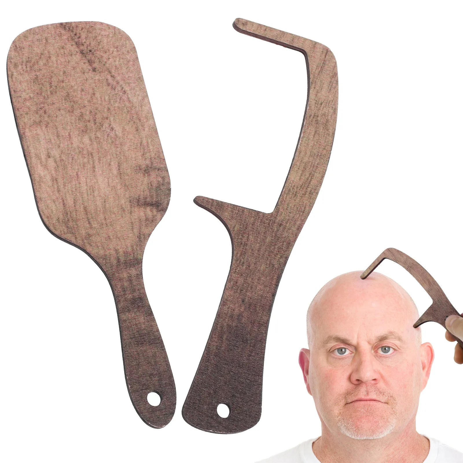 

1Set Bald Head Comb and Brush Funny Grooming Set Wood Design Joke Accessory for Men Prank Gift Idea Humor Present Style Scalp