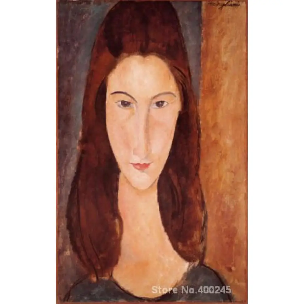 Woman Abstract Canvas Art for Living Room Decor Portrait of Jeanne Hebuterne Amedeo Modigliani Painting Handmade High Quality