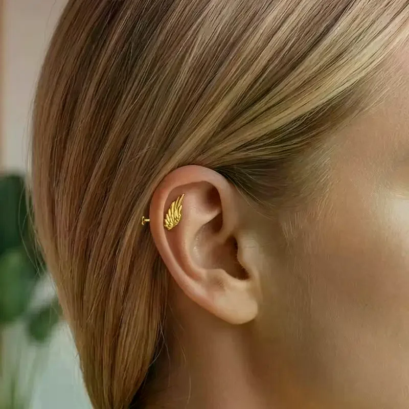 Titanium Wing Flat Back Earring Studs 16G Labret Lip Stud Ear Nose Cartilage Tragus Conch Helix Piercing Jewelry