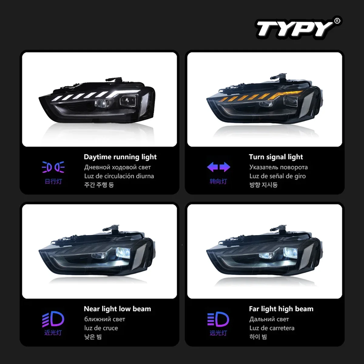 نوع سيارة لأودي A4L LED المصابيح الأمامية A4 2013-2016 ترقية تعديل إلى جديد DRL ديناميكية بدوره إشارة LED المصباح اكسسوارات السيارات #4