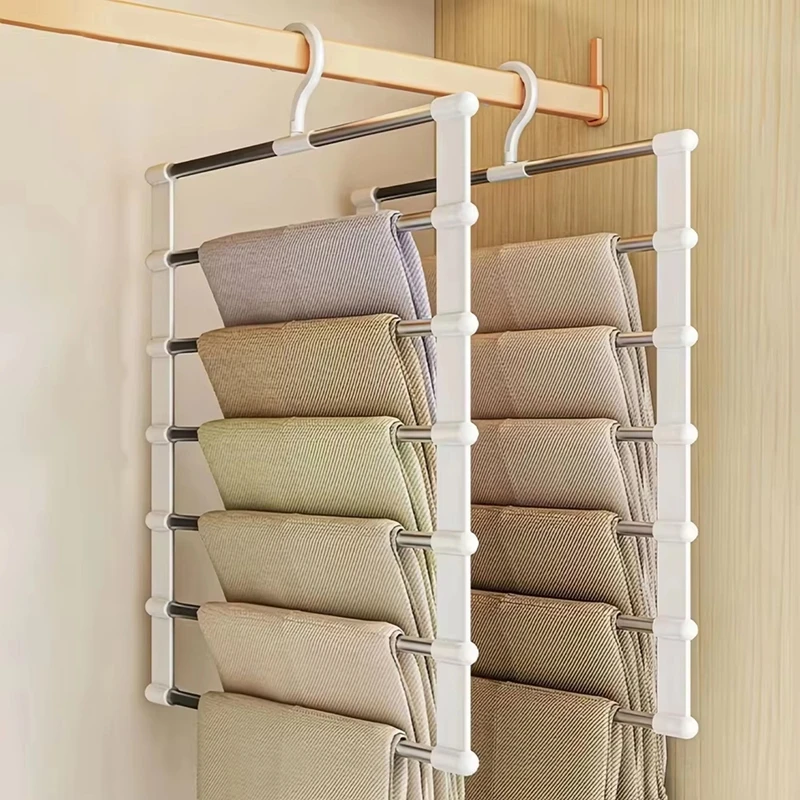 4/6 Layers Stainless Steel Pants Hanger Multi-Layer Pants Hangers Ladder Hangers Closet Organizer For Save Wardrobe Space 2026