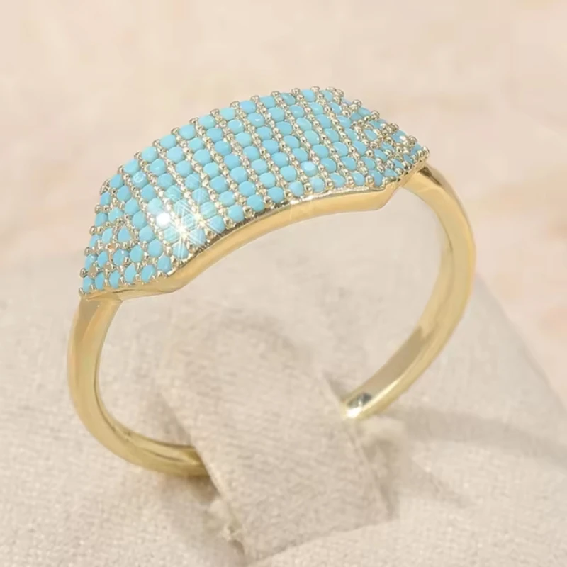 Vintage Bohemian Wide Face Stone Inlaid Ring, Suitable for Women's Personalized Ethnic Style Holiday Accessories Jewelry