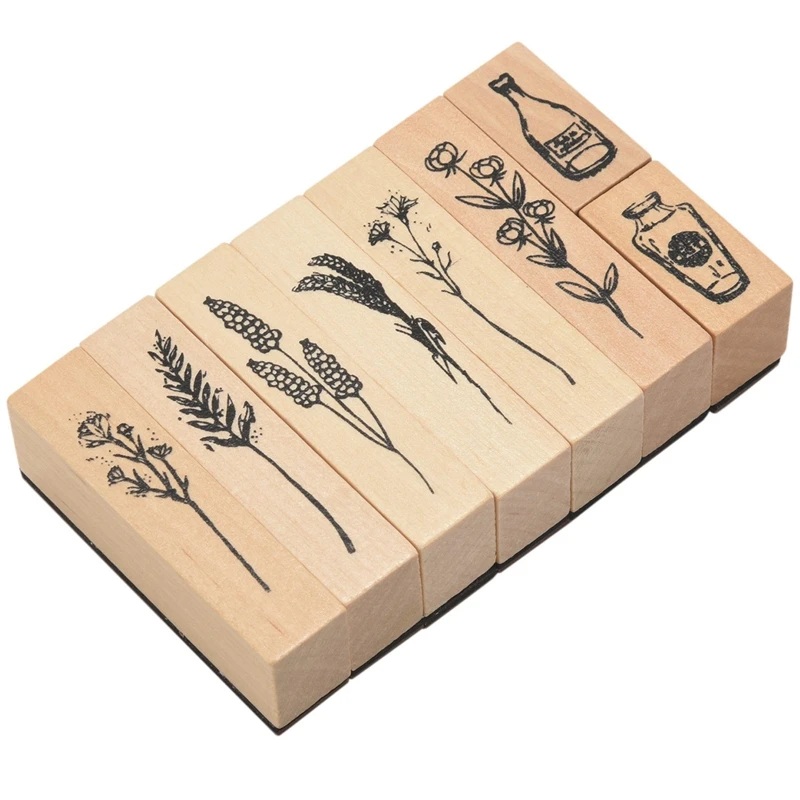 

8Pcs Wooden Rubber Stamps With Flower Lace For Letters Diary Craft Scrapbooking,DIY Craft And Letters Diary Rubber Stamp