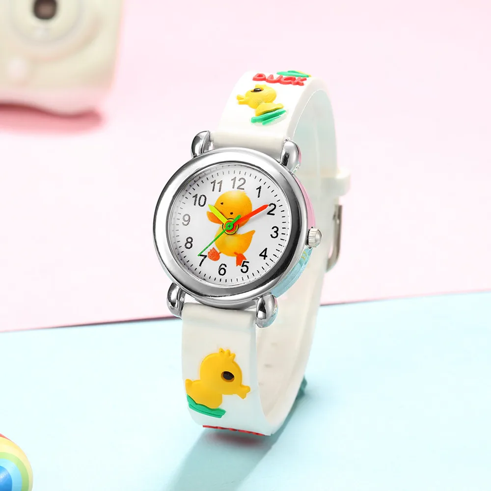 cute sweet silicone band Duck style Children\'s cartoon watch