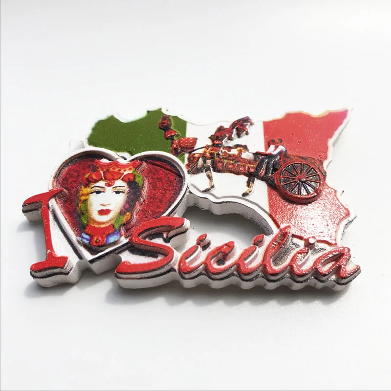 

Fridge magnet Sicilian Red Queen Flag Decoration Resin Refrigerator Magnet Tourism Souvenir Message Sticker