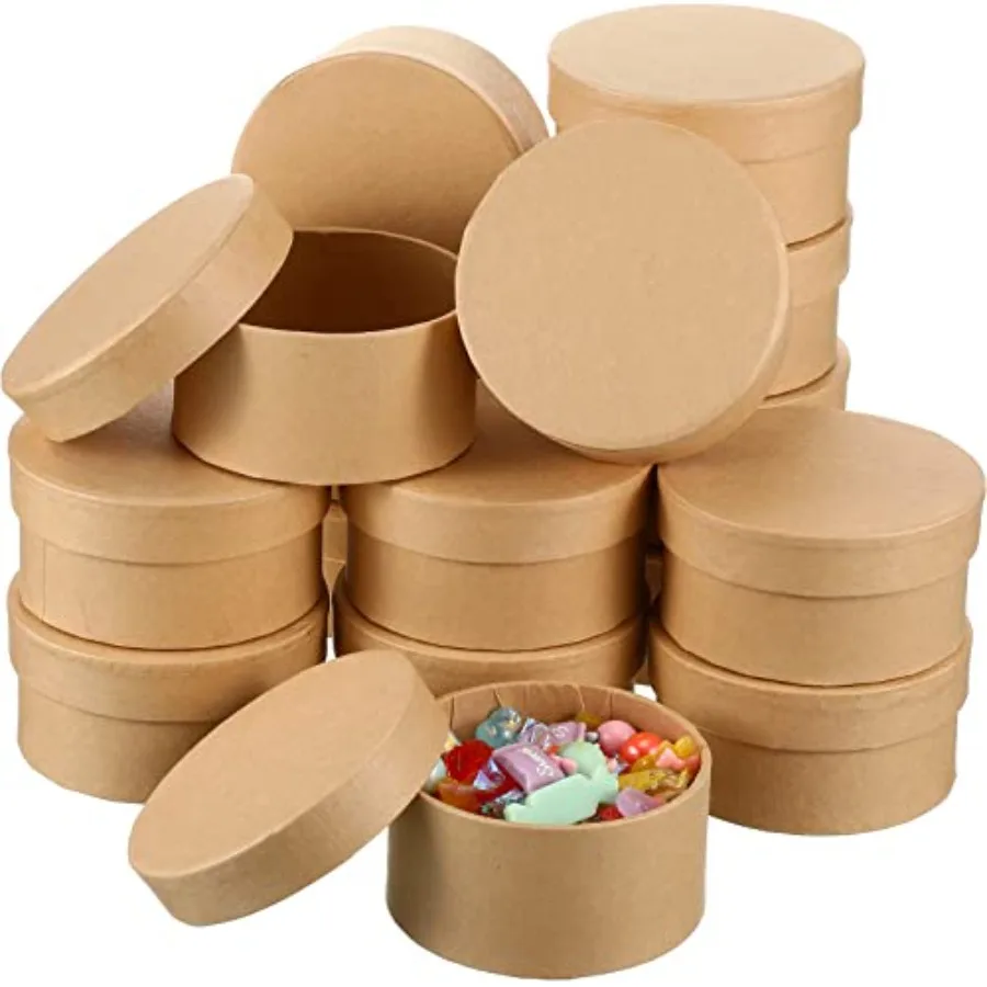 

Круглые коробки из папье-маше с крышками, 3,9 дюйма, маленькие мини-коробочки для подарков, для поделок, декупажа, росписи, ювелирных изделий