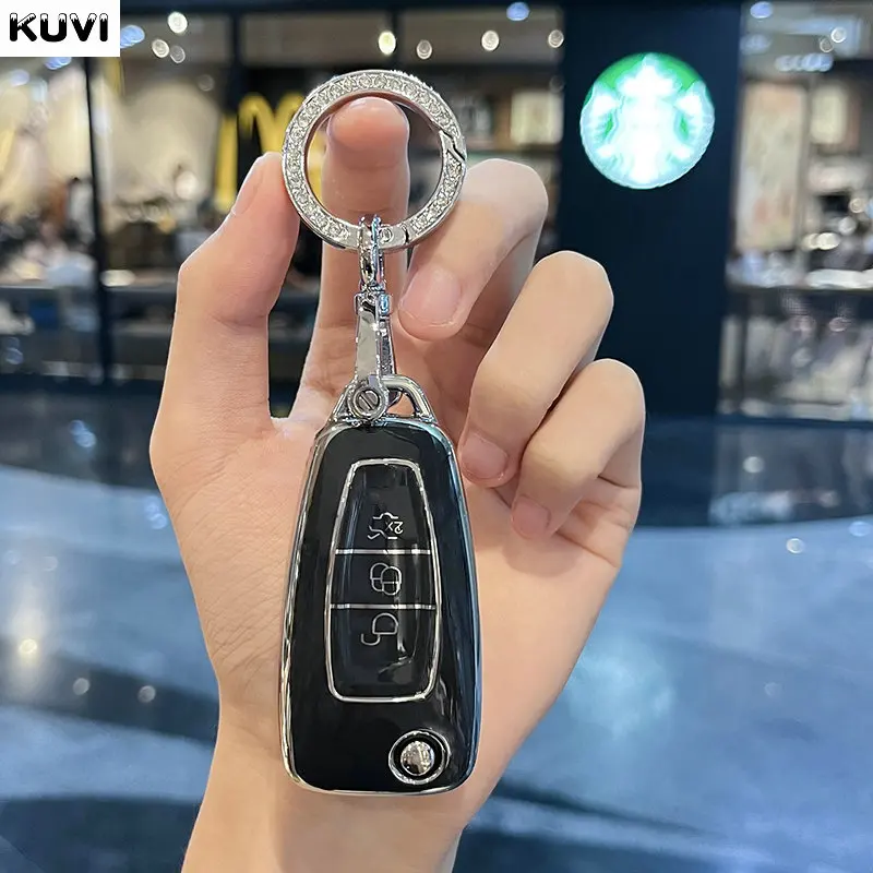 3 Button TPU Car Remote Key Fob Cover Case For Ford Ranger C-Max S-Max Focus Galaxy Mondeo Transit Tourneo Custom Keychain