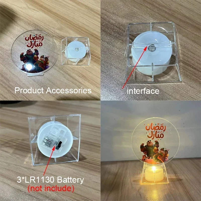 Eid Mubarak Mini LED Candle Night Light Battery Powered Muslim Ramadan Festival Lamp for Home Bedroom Wedding Party Decoration