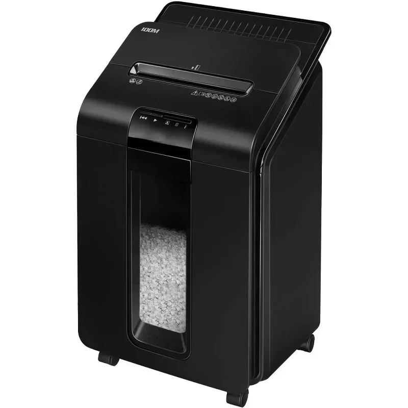 AutoMax Micro-Cut 100M Commercial Office Auto Feed 2-in-1 Paper Shredder with 100-Sheet Capacity