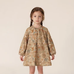 MARC&JANIE Girls Cotton Canvas Style Bottomless Flower Dresses for Spring French Series 231605