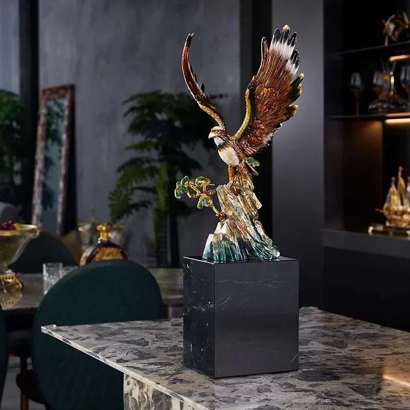 Luxury Eagle Eagle Decoration, Marble Base Business Gifts, Enamel Handmade Painting