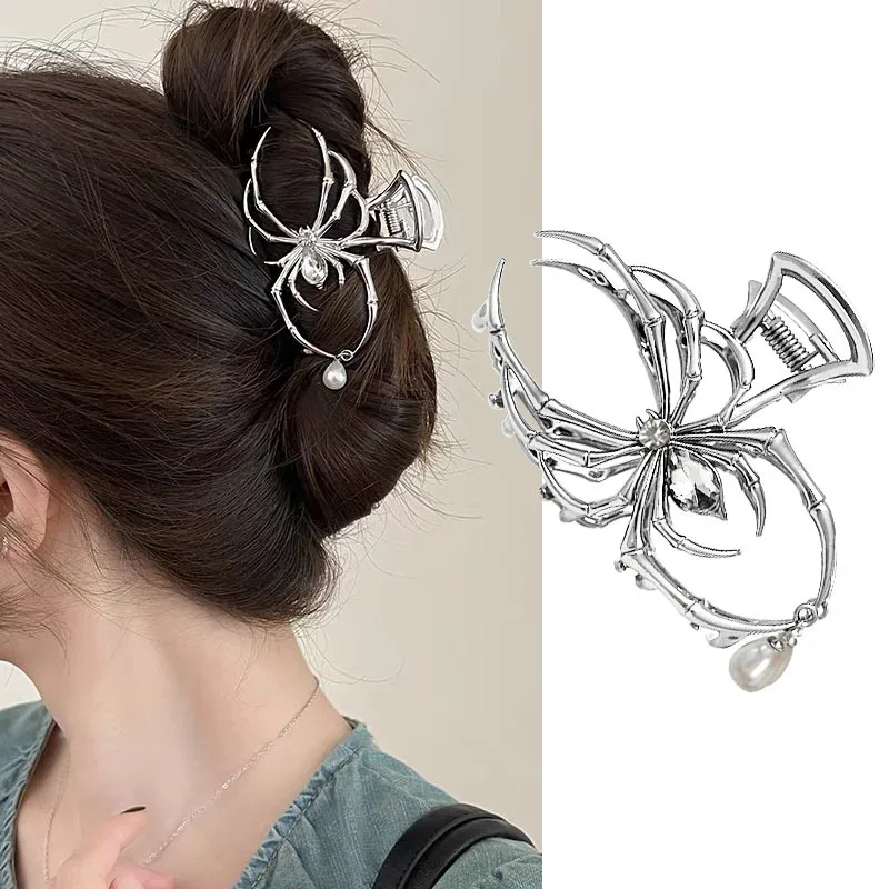 Halloween Schwarze Spinne Haar Klaue Clips Gothic Metall Haar Clips Starken Halt Shark Klemmen Punk Charme Haar Zubehör Für Frauen